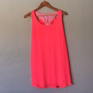 Dainty Hooligan Fluorescent Coral Bow Shift Dress